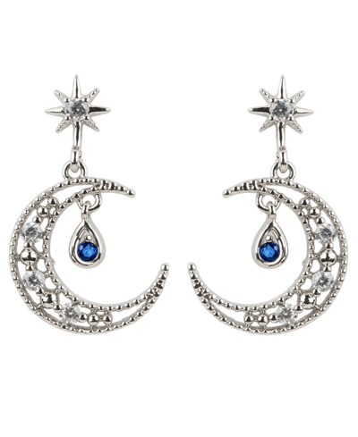 Shop Girls Crew Blue Moon Earrings In Silver-tone