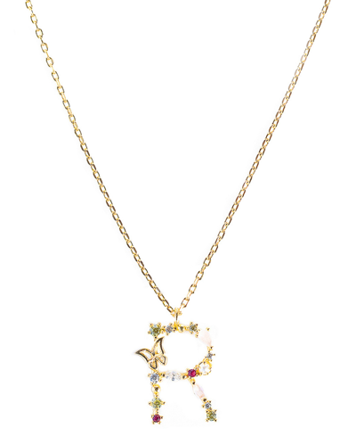 Girls Crew Flutterfly Stone Initial Necklace In Gold-plated- R