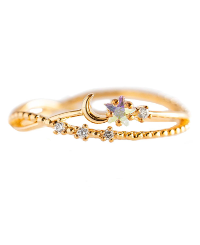 Shop Girls Crew Luna Sparkle Ring In Gold-plated