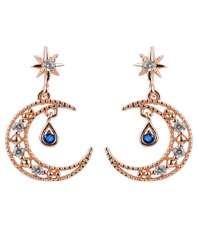 Shop Girls Crew Blue Moon Earrings In Rose Gold-plated