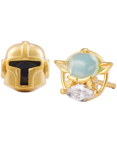 Shop Girls Crew Star Wars Mandalorian Grogu Stud Earrings In Gold-plated