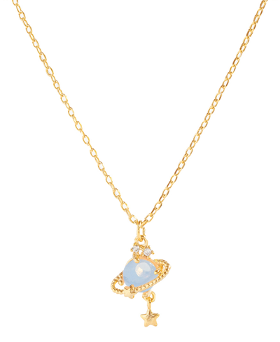 Shop Girls Crew Blue Jupiter Necklace In Gold-plated