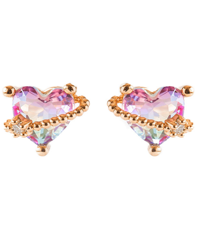 Shop Girls Crew In Love Stud Earring In Rose Gold-plated