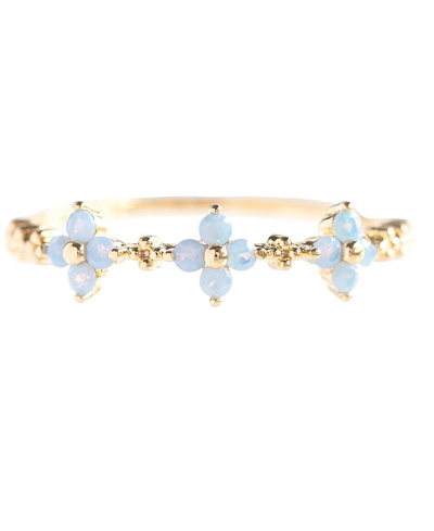 Shop Girls Crew Blue Blossom Love Ring In Gold-plated