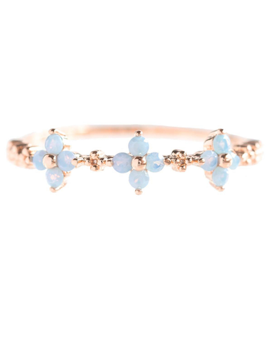 Shop Girls Crew Blue Blossom Love Ring In Rose Gold-plated