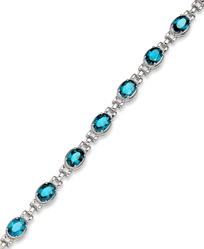 Macy's Blue Topaz (13 Ct. T.w.) Oval Link Bracelet In Sterling Silver (also In Mystic Topaz) In Blue Topaz