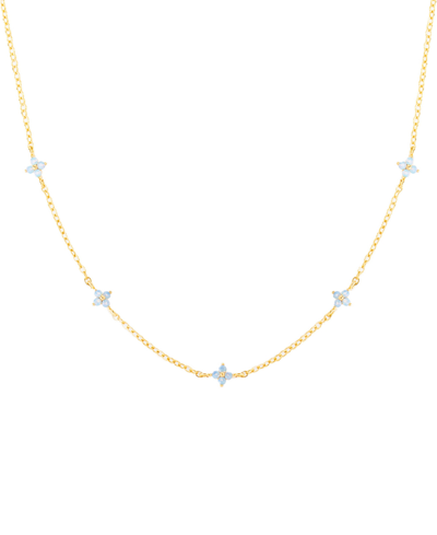 Shop Girls Crew Blue Blossom Love Necklace In Gold-plated
