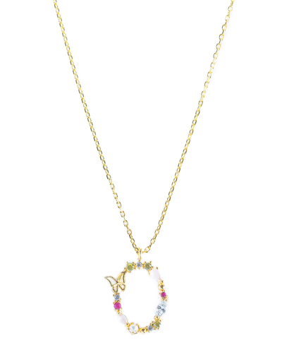 Shop Girls Crew Flutterfly Stone Initial Necklace In Gold-plated- O