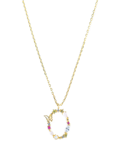 Girls Crew Flutterfly Stone Initial Necklace In Gold-plated- O