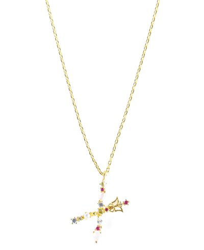 Shop Girls Crew Flutterfly Stone Initial Necklace In Gold-plated- X