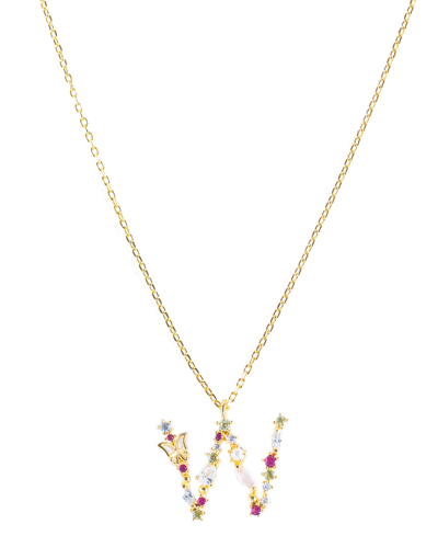 Girls Crew Flutterfly Stone Initial Necklace In Gold-plated- W