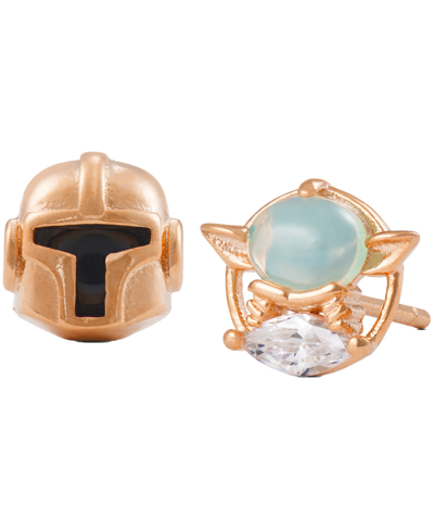 Shop Girls Crew Star Wars Mandalorian Grogu Stud Earrings In Rose Gold-plated