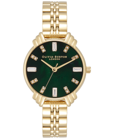 Shop Olivia Burton Women's Art Deco Gold-tone Bracelet Watch 30mm In Green