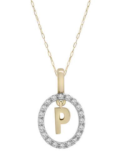 Shop Wrapped Diamond Initial "p" 18" Pendant Necklace (1/10 Ct. T.w.) In 14k Gold, Created For Macy's In Yellow Gold