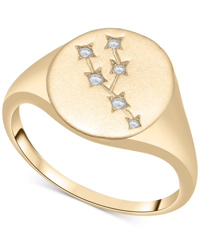 Shop Wrapped Diamond Taurus Constellation Ring (1/20 Ct. T.w.) In 10k Gold, Created For Macy's In Yellow Gold