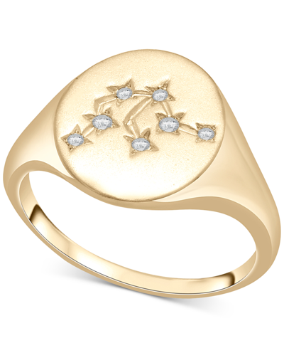 Shop Wrapped Diamond Aquarius Constellation Ring (1/20 Ct. T.w.) In 10k Gold, Created For Macy's In Yellow Gold