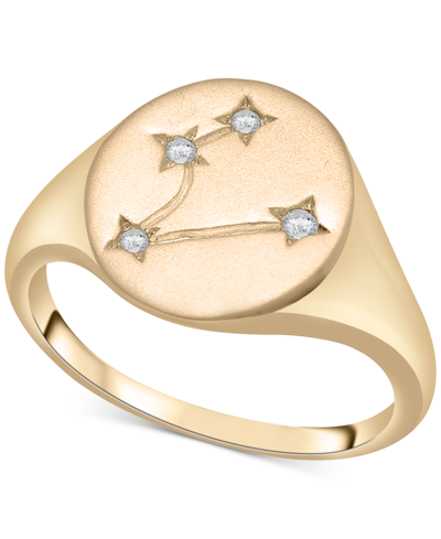 Shop Wrapped Diamond Pisces Constellation Ring (1/20 Ct. T.w.) In 10k Gold, Created For Macy's In Yellow Gold