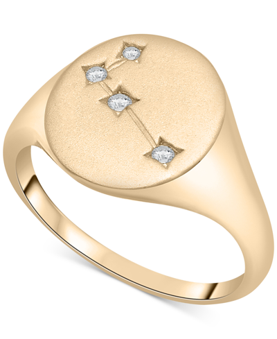 Shop Wrapped Diamond Aries Constellation Ring (1/20 Ct. T.w.) In 10k Gold, Created For Macy's In Yellow Gold