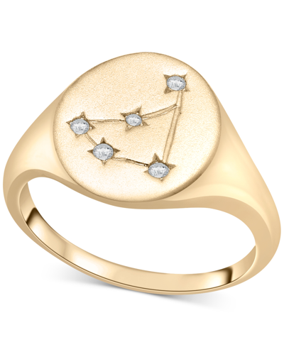 Shop Wrapped Diamond Capricorn Constellation Ring (1/20 Ct. T.w.) In 10k Gold, Created For Macy's In Yellow Gold