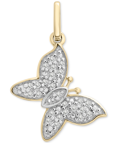 Shop Wrapped Diamond Butterfly Charm Pendant (1/20 Ct. T.w.) In 10k Gold, Created For Macy's In Yellow Gold