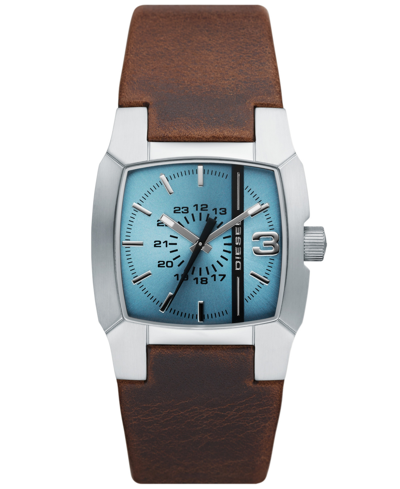 Shop Diesel Men's Cliffhanger Brown Leather Strap Watch, 36mm