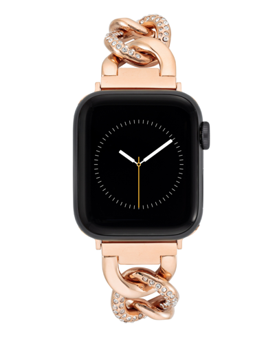 Shop Anne Klein Women's Rose Gold-tone Alloy Chain With Crystals Bracelet Compatible With 38/40/41mm Apple Watch