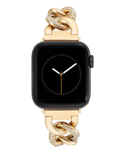 Shop Anne Klein Women's Gold-tone Alloy Chain With Crystals Bracelet Compatible With 38/40/41mm Apple Watch