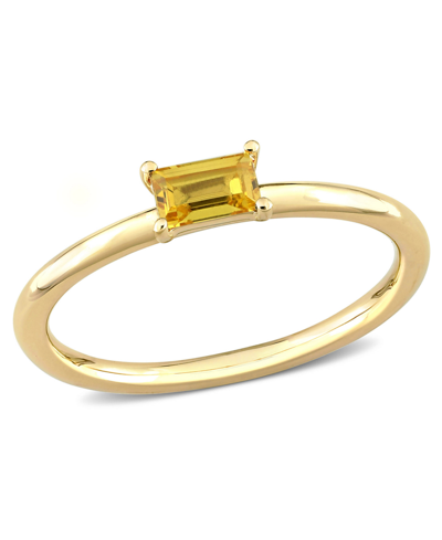 Macy's Baguette-cut Yellow Sapphire (1/3 Ct. T.w.) Stackable Ring In 10k Yellow Gold In Yellow Sapphire