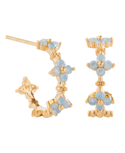 Shop Girls Crew Blue Blossom Love Hoop Earrings In Gold-plated