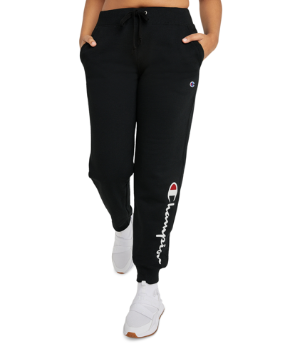 Shop Champion Women's Drawstring Logo Sweatpant Fleece Jogger In Black