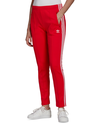 Adidas Originals Primeblue Superstar Track Pants In Red/white | ModeSens