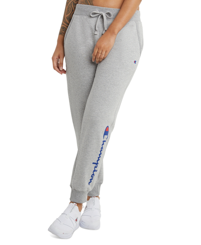 Shop Champion Women's Drawstring Logo Sweatpant Fleece Jogger In Oxford Gray