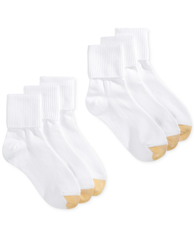 Shop Gold Toe Women's Turn Cuff 6 Pk Socks, Available In Extended Sizes In White