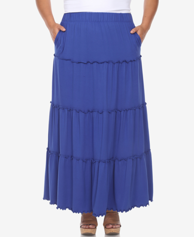 Shop White Mark Plus Size Tiered Maxi Skirt In Royal