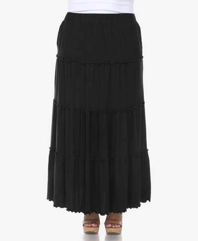 Shop White Mark Plus Size Tiered Maxi Skirt In Black