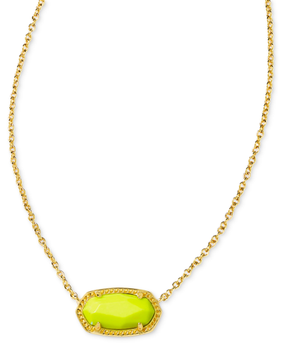 Shop Kendra Scott 14k Gold Plated Elisa Pendant Necklace In Neon Yello