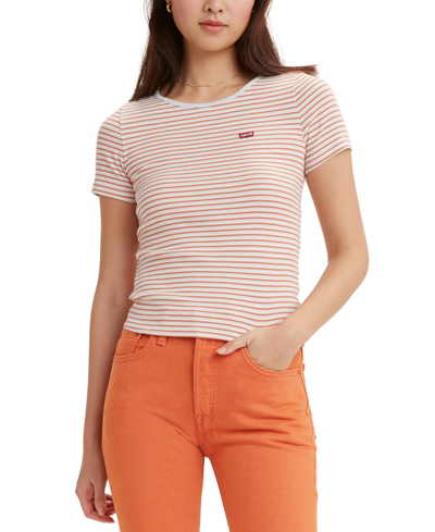 Shop Levi's Women's Slim Fit Honey Ribbed Logo T-shirt In Autumn Leaf