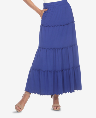 Shop White Mark Women's Tiered Maxi Skirt In Royal