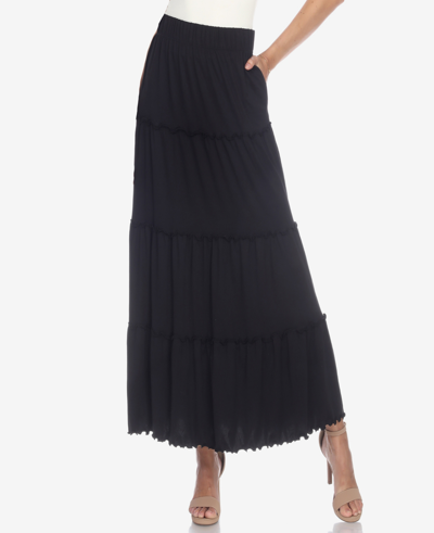 Shop White Mark Women's Tiered Maxi Skirt In Black