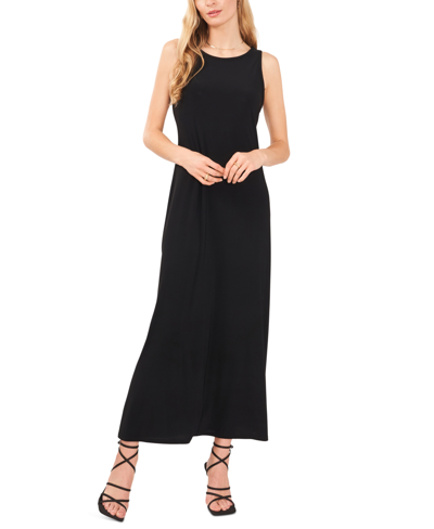 Vince Camuto Women's Sleeveless Keyhole-back Crewneck Maxi Dress In Rich Black