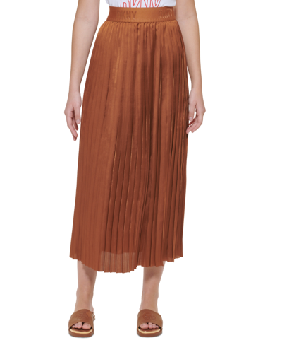 Shop Dkny Women's Pleated Skirt In Nutmeg