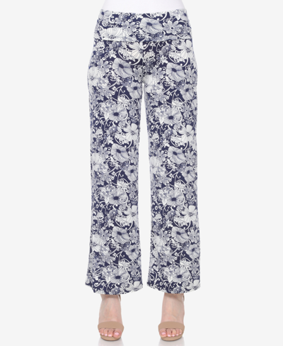 Shop White Mark Women's Floral Paisley Palazzo Pants In Navy