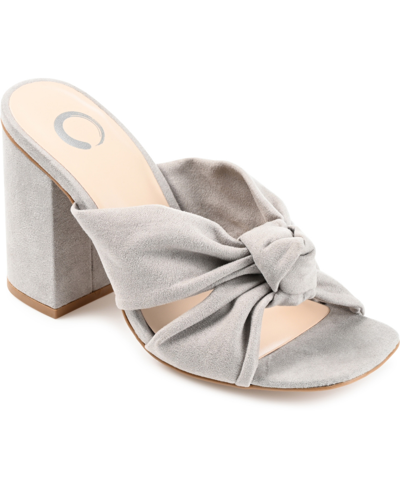 Shop Journee Collection Women's Tabithea Knotted Block Heel Sandals In Gray