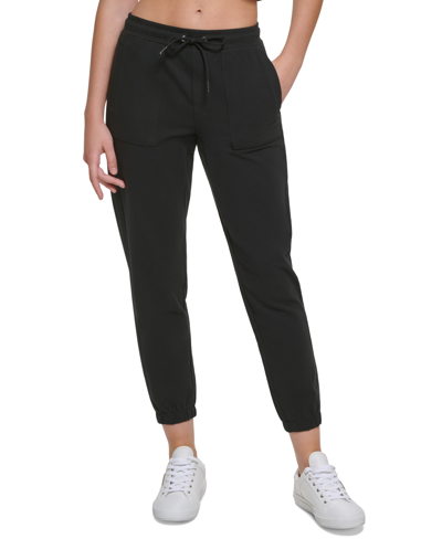 Shop Calvin Klein Performance Women's Garment Dye Smocked Waist Joggers In Black