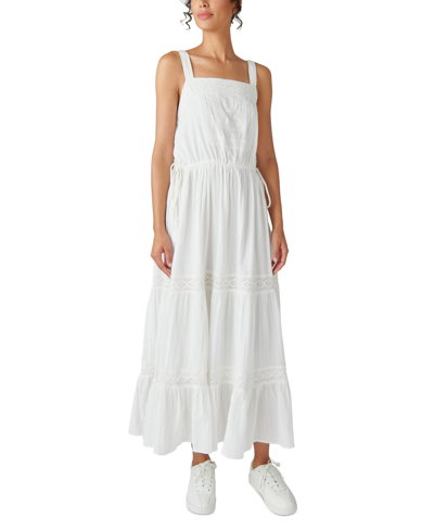 Shop Lucky Brand Women's Cotton Tiered Maxi Lace Dress In White