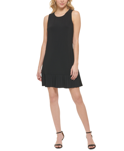 Shop Tommy Hilfiger Women's Pleated-hem Shift Dress In Black