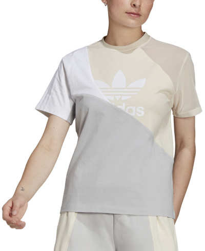 Shop Adidas Originals Women's Adicolor Split Trefoil Tee In Wonder White