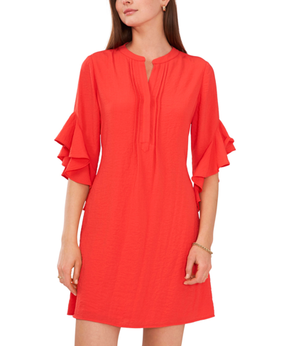 Shop Vince Camuto Women's Ruffle-sleeve Dress In Radiant Red