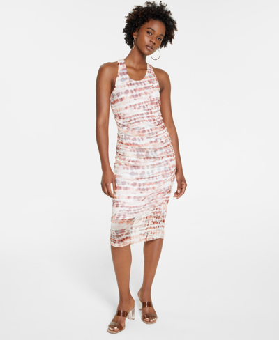 Shop Bar Iii Tie-dyed Midi Dress, Created For Macy's In Red Canyon Combo