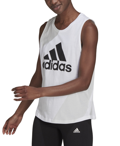 Shop Adidas Originals Adidas Women's Essentials Big Logo Tank Top In White/black